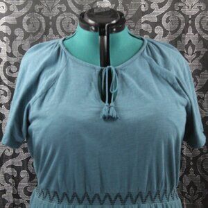 Old Navy Tie Collar Teal Cotton Dress 2X/3X